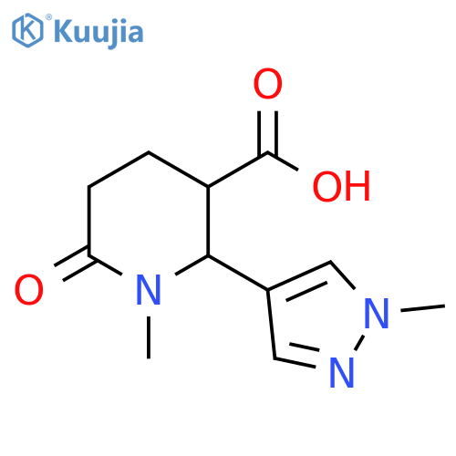 1-methyl-2-(1-methyl-1H-pyrazol-4-yl)-6-oxopiperidine-3-carboxylic acid structure