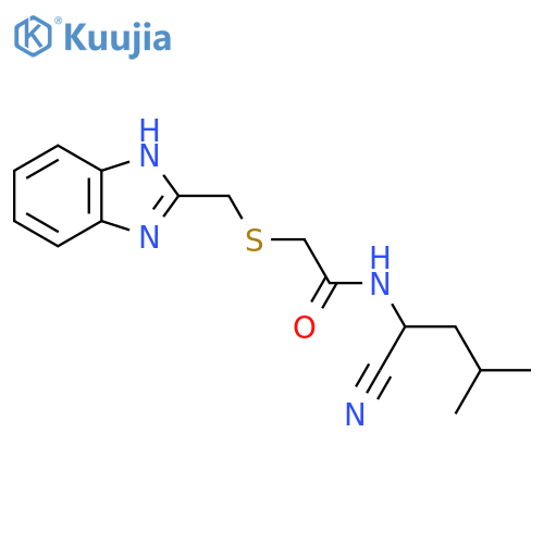 2-{[(1H-1,3-benzodiazol-2-yl)methyl]sulfanyl}-N-(1-cyano-3-methylbutyl)acetamide structure