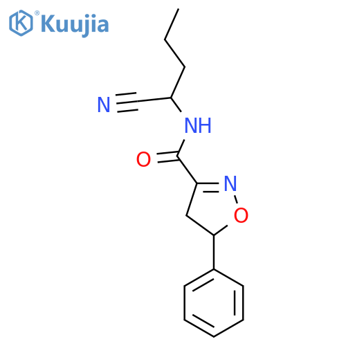 N-(1-cyanobutyl)-5-phenyl-4,5-dihydro-1,2-oxazole-3-carboxamide structure