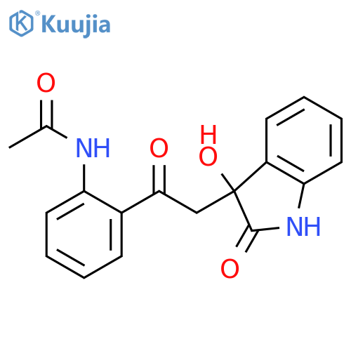 N-{2-[2-(3-hydroxy-2-oxo-2,3-dihydro-1H-indol-3-yl)acetyl]phenyl}acetamide structure
