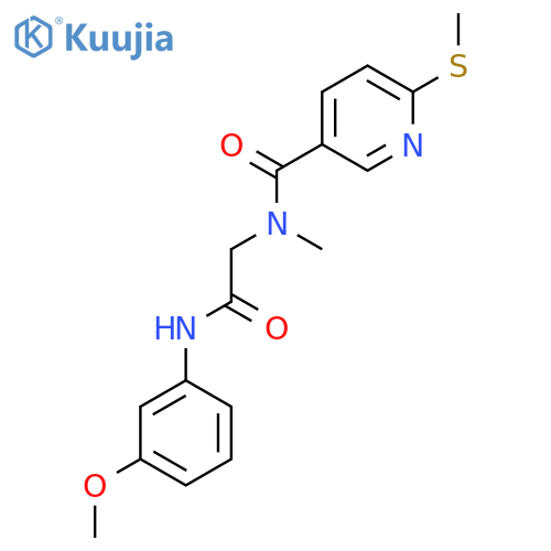 N-(3-methoxyphenyl)-2-{N-methyl-1-[6-(methylsulfanyl)pyridin-3-yl]formamido}acetamide structure