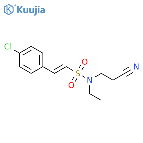 2-(4-chlorophenyl)-N-(2-cyanoethyl)-N-ethylethene-1-sulfonamide structure