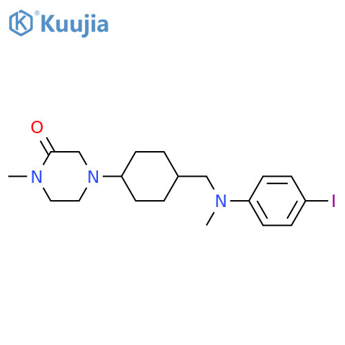 4-((1r,4r)-4-(((4-iodophenyl)(methyl)amino)methyl)cyclohexyl)-1-methylpiperazin-2-one structure