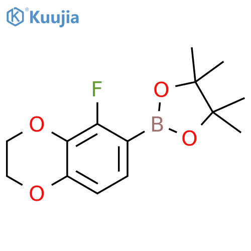 2-(5-fluoro-2,3-dihydrobenzo[b][1,4]dioxin-6-yl)-4,4,5,5-tetramethyl-1,3,2-dioxaborolane structure