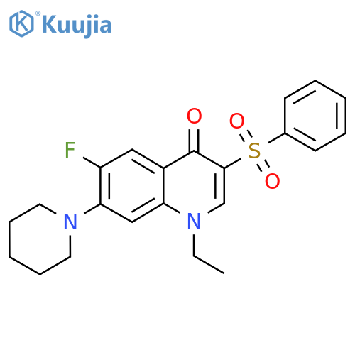 3-(benzenesulfonyl)-1-ethyl-6-fluoro-7-(piperidin-1-yl)-1,4-dihydroquinolin-4-one structure