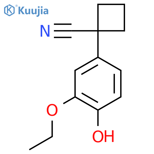 1-(3-ethoxy-4-hydroxyphenyl)cyclobutane-1-carbonitrile structure