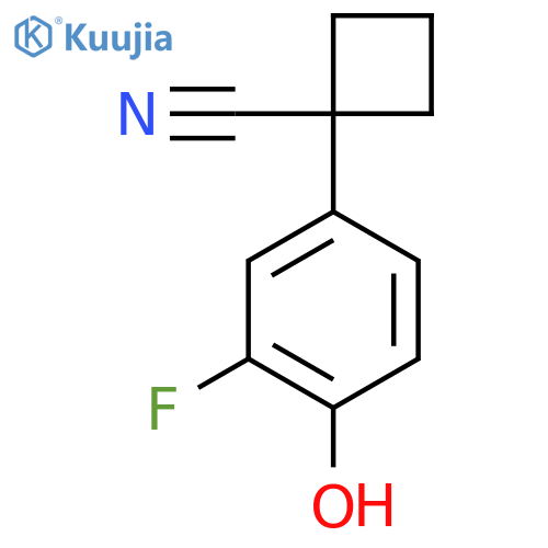 1-(3-fluoro-4-hydroxyphenyl)cyclobutane-1-carbonitrile structure
