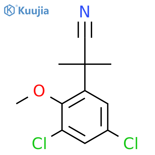 2-(3,5-dichloro-2-methoxyphenyl)-2-methylpropanenitrile structure
