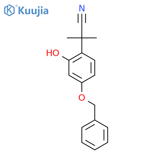 2-4-(benzyloxy)-2-hydroxyphenyl-2-methylpropanenitrile structure