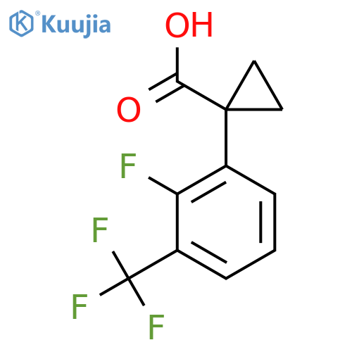 1-2-fluoro-3-(trifluoromethyl)phenylcyclopropane-1-carboxylic acid structure