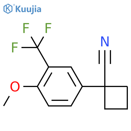 1-4-methoxy-3-(trifluoromethyl)phenylcyclobutane-1-carbonitrile structure