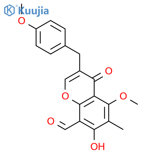 7-hydroxy-5-methoxy-3-[(4-methoxyphenyl)methyl]-6-methyl-4-oxo-4H-1-benzopyran-8-carboxaldehyde structure