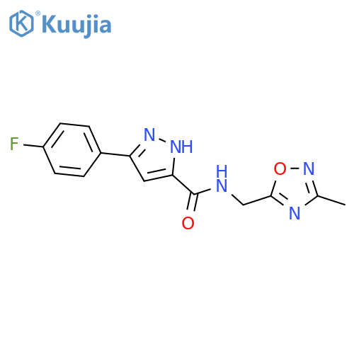 3-(4-fluorophenyl)-N-(3-methyl-1,2,4-oxadiazol-5-yl)methyl-1H-pyrazole-5-carboxamide structure