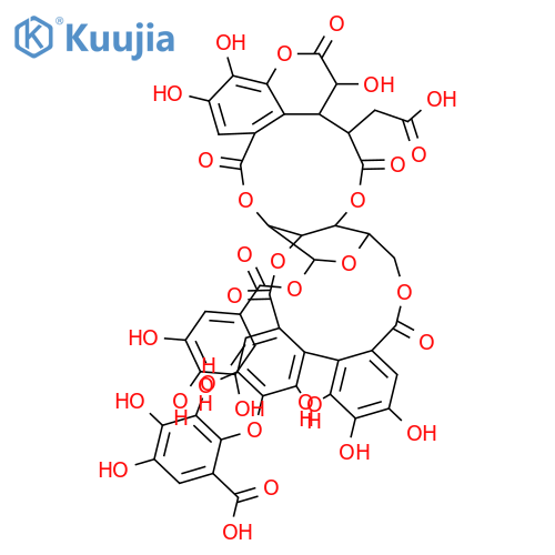 b-D-Glucopyranose, cyclic 3&reg;2:6&reg;2'-(1R)-[5-(6-carboxy-2,3,4-trihydroxyphenoxy)-4,4',5',6,6'-pentahydroxy[1,1'-biphenyl]-2,2'-dicarboxylate]1-(3,4,5-trihydroxybenzoate), cyclic 2&reg;2:4&reg;1-esterwith(2S)-[(3S,4S)-5-carboxy-3,4-dihydro-3,7,8-trihydroxy-2-oxo-2H-1-benzopyran-4-yl]butanedioicacid (9CI) structure