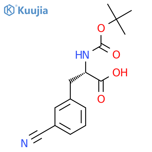 (2S)-2-(tert-butoxycarbonylamino)-3-(3-cyanophenyl)propanoic acid structure