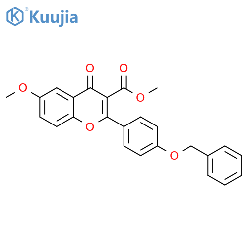 4H-1-Benzopyran-3-carboxylic acid,6-methoxy-4-oxo-2-[4-(phenylmethoxy)phenyl]-, methyl ester structure