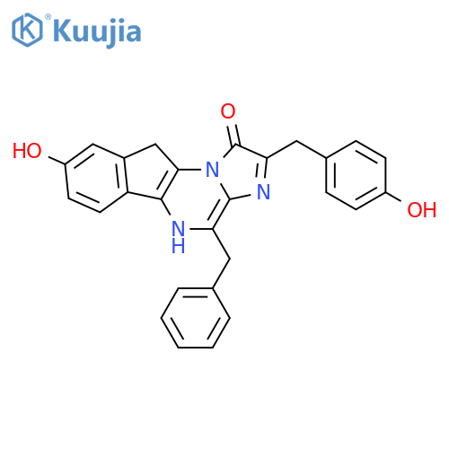 1H-Imidazo[1,2-a]indeno[1,2-e]pyrazin-1-one, 5,10-dihydro-8-hydroxy-2-[(4-hydroxyphenyl)methyl]-4-(phenylmethyl)- structure