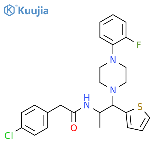 2-(4-chlorophenyl)-N-{1-4-(2-fluorophenyl)piperazin-1-yl-1-(thiophen-2-yl)propan-2-yl}acetamide structure