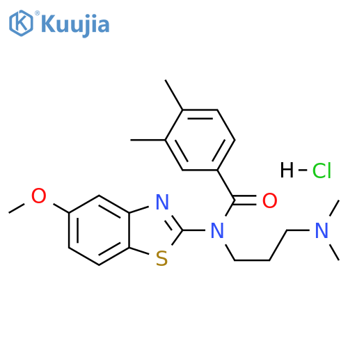 N-[3-(dimethylamino)propyl]-N-(5-methoxy-1,3-benzothiazol-2-yl)-3,4-dimethylbenzamide hydrochloride structure