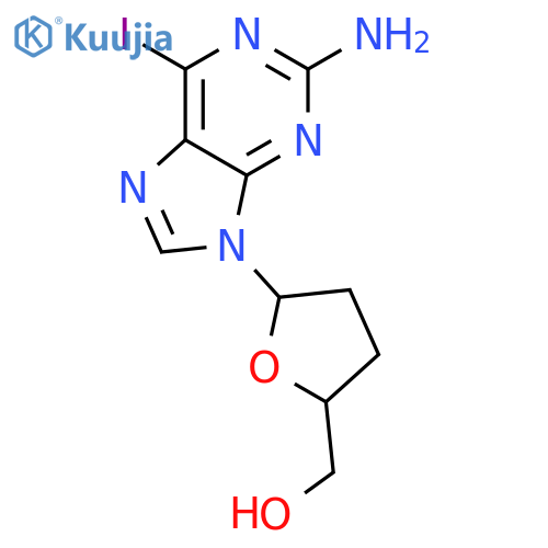 [(2S,5R)-5-(2-amino-6-iodo-9H-purin-9-yl)tetrahydrofuran-2-yl]methanol structure