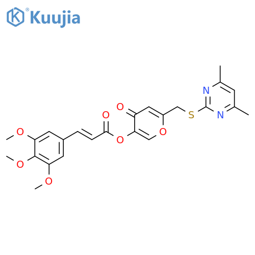 6-{(4,6-dimethylpyrimidin-2-yl)sulfanylmethyl}-4-oxo-4H-pyran-3-yl (2E)-3-(3,4,5-trimethoxyphenyl)prop-2-enoate structure