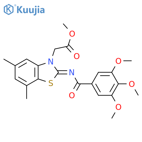 methyl 2-(2Z)-5,7-dimethyl-2-(3,4,5-trimethoxybenzoyl)imino-2,3-dihydro-1,3-benzothiazol-3-ylacetate structure