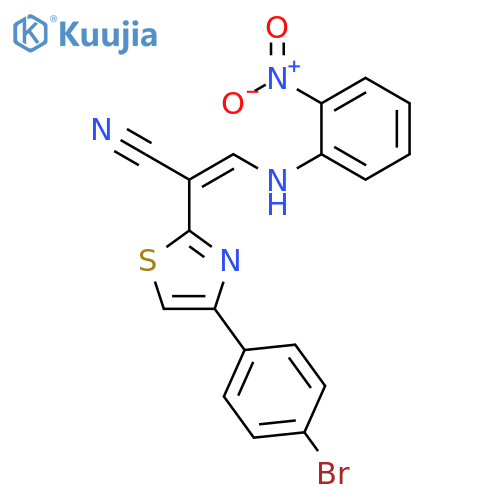 (2Z)-2-4-(4-bromophenyl)-1,3-thiazol-2-yl-3-(2-nitrophenyl)aminoprop-2-enenitrile structure