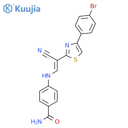 4-{(1E)-2-4-(4-bromophenyl)-1,3-thiazol-2-yl-2-cyanoeth-1-en-1-ylamino}benzamide structure