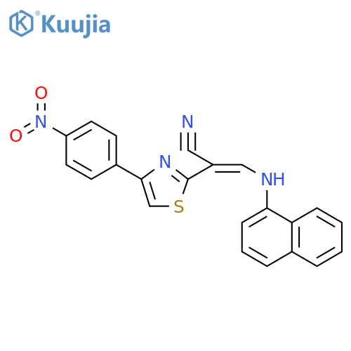 (2Z)-3-(naphthalen-1-yl)amino-2-4-(4-nitrophenyl)-1,3-thiazol-2-ylprop-2-enenitrile structure
