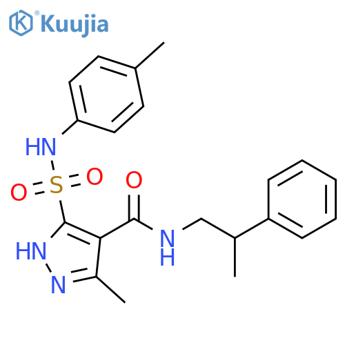 3-methyl-5-[(4-methylphenyl)sulfamoyl]-N-(2-phenylpropyl)-1H-pyrazole-4-carboxamide structure