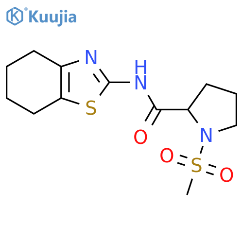 1-methanesulfonyl-N-(4,5,6,7-tetrahydro-1,3-benzothiazol-2-yl)pyrrolidine-2-carboxamide structure
