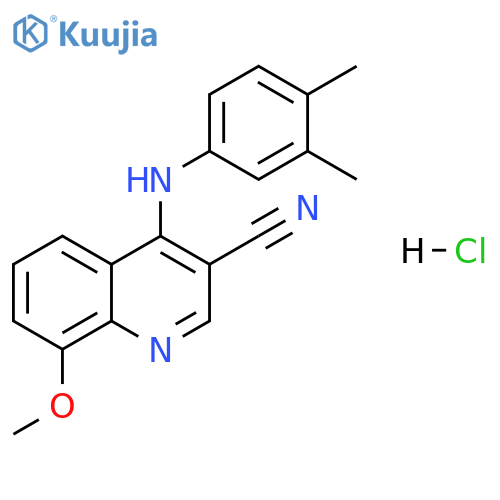 4-[(3,4-dimethylphenyl)amino]-8-methoxyquinoline-3-carbonitrile hydrochloride structure