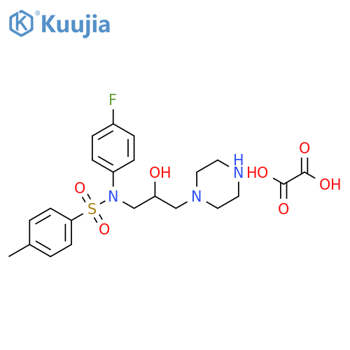 N-(4-fluorophenyl)-N-[2-hydroxy-3-(piperazin-1-yl)propyl]-4-methylbenzene-1-sulfonamide; oxalic acid structure