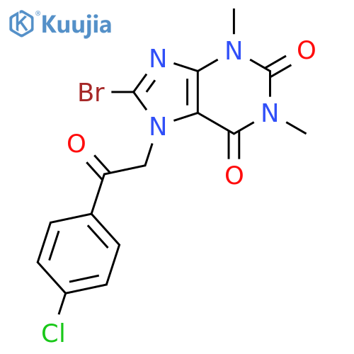 8-bromo-7-2-(4-chlorophenyl)-2-oxoethyl-1,3-dimethyl-2,3,6,7-tetrahydro-1H-purine-2,6-dione structure