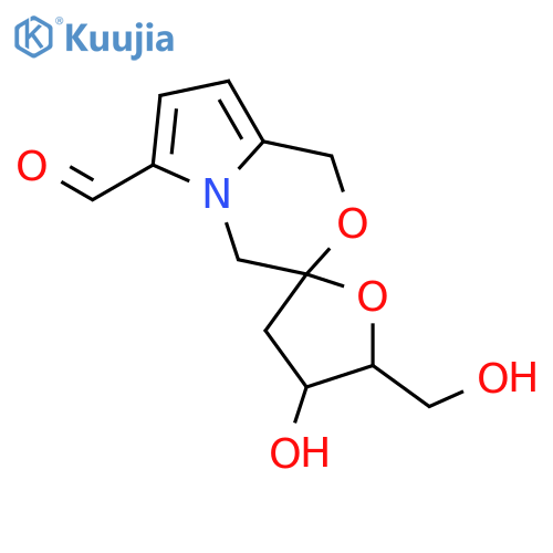 (2R,4S,5R)-4-hydroxy-5-(hydroxymethyl)-1',4,4',5-tetrahydro-3H-spiro[furan-2,3'-pyrrolo-[2,1-c][1,4]oxazine]-6'-carbaldehyde structure