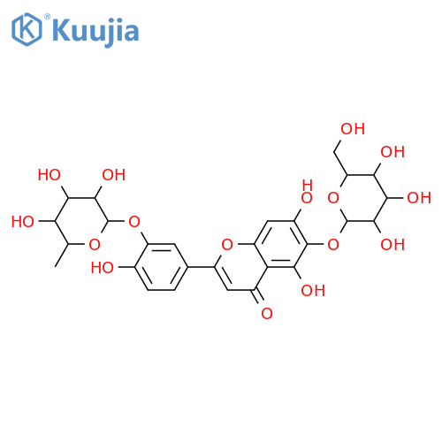 4H-1-Benzopyran-4-one,2-[3-[(6-deoxy-a-L-mannopyranosyl)oxy]-4-hydroxyphenyl]-6-(b-D-glucopyranosyloxy)-5,7-dihydroxy-(9CI) structure