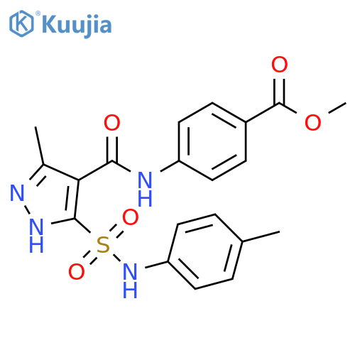 methyl 4-{3-methyl-5-[(4-methylphenyl)sulfamoyl]-1H-pyrazole-4-amido}benzoate structure