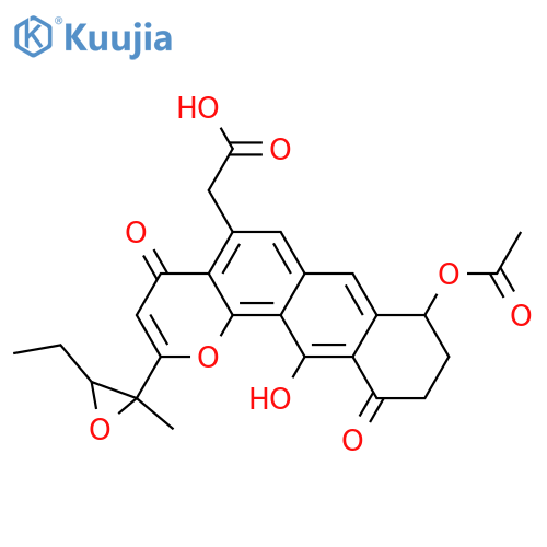 4H-Anthra[1,2-b]pyran-5-aceticacid,8-(acetyloxy)-2-(3-ethyl-2-methyloxiranyl)-8,9,10,11-tetrahydro-12-hydroxy-4,11-dioxo-(9CI) structure