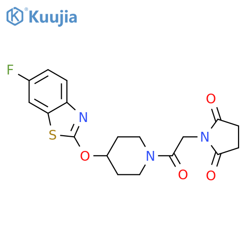 1-(2-{4-(6-fluoro-1,3-benzothiazol-2-yl)oxypiperidin-1-yl}-2-oxoethyl)pyrrolidine-2,5-dione structure