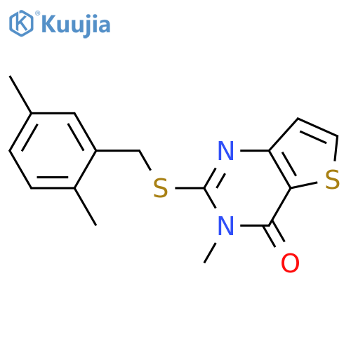 2-{[(2,5-dimethylphenyl)methyl]sulfanyl}-3-methyl-3H,4H-thieno[3,2-d]pyrimidin-4-one structure