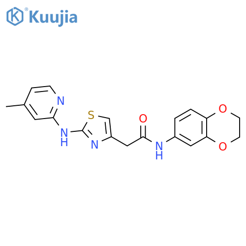 N-(2,3-dihydro-1,4-benzodioxin-6-yl)-2-{2-[(4-methylpyridin-2-yl)amino]-1,3-thiazol-4-yl}acetamide structure