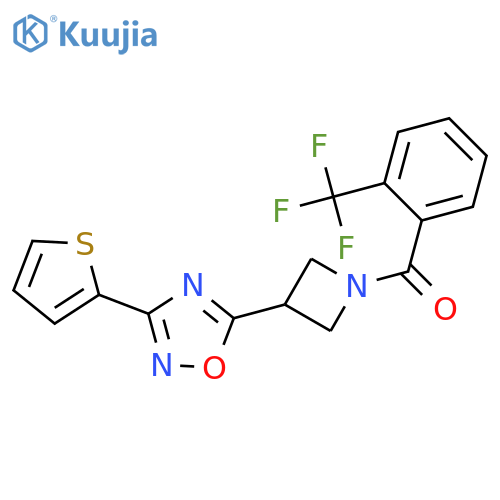 3-(thiophen-2-yl)-5-{1-2-(trifluoromethyl)benzoylazetidin-3-yl}-1,2,4-oxadiazole structure