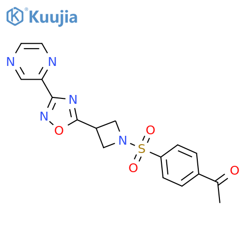 1-[4-({3-[3-(pyrazin-2-yl)-1,2,4-oxadiazol-5-yl]azetidin-1-yl}sulfonyl)phenyl]ethan-1-one structure