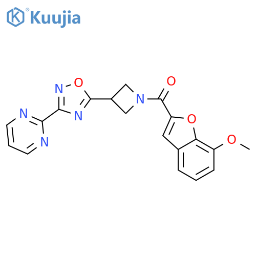 2-{5-1-(7-methoxy-1-benzofuran-2-carbonyl)azetidin-3-yl-1,2,4-oxadiazol-3-yl}pyrimidine structure