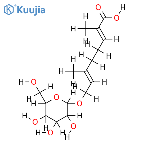 (2E,6E)-8-beta-D-glucopyranosyloxy-2,6-dimethyl-2,6-octadienoic acid structure