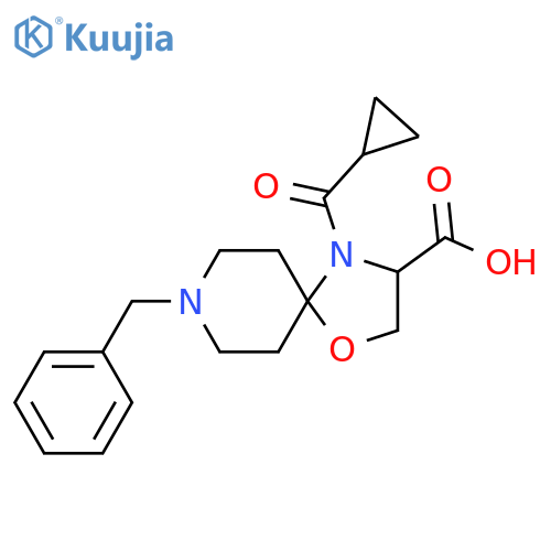 8-Benzyl-4-cyclopropanecarbonyl-1-oxa-4,8-diazaspiro[4.5]decane-3-carboxylic acid structure