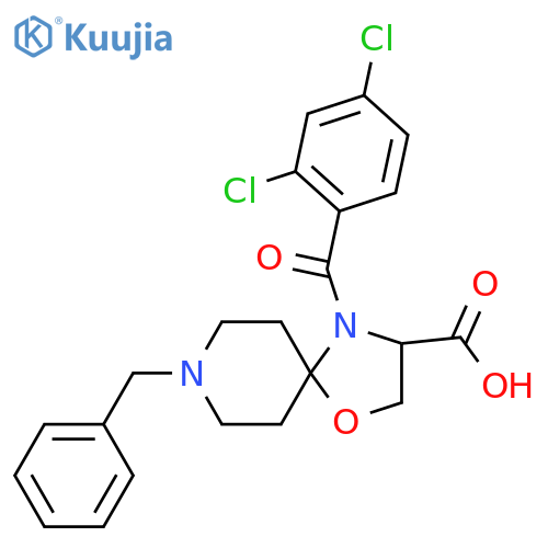 8-Benzyl-4-(2,4-dichlorobenzoyl)-1-oxa-4,8-diazaspiro[4.5]decane-3-carboxylic acid structure