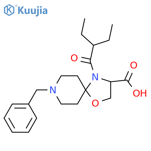 8-Benzyl-4-(2-ethylbutanoyl)-1-oxa-4,8-diazaspiro[4.5]decane-3-carboxylic acid structure