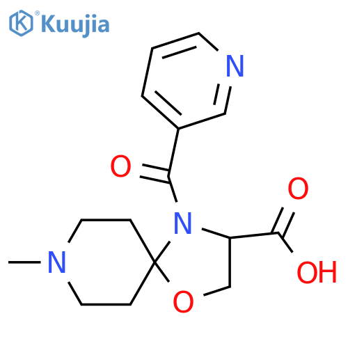 8-Methyl-4-(pyridine-3-carbonyl)-1-oxa-4,8-diazaspiro[4.5]decane-3-carboxylic acid structure
