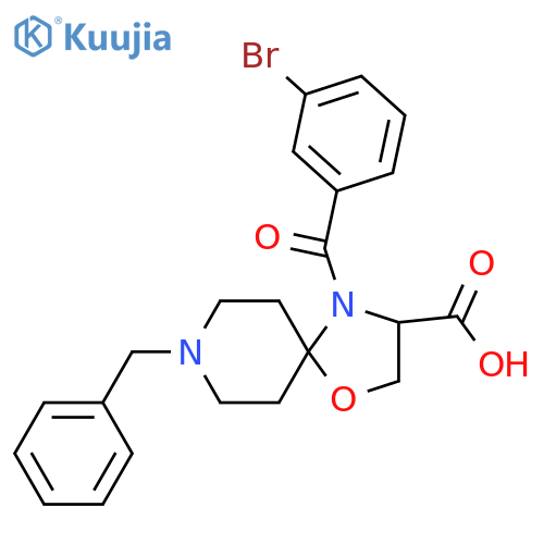 8-Benzyl-4-(3-bromobenzoyl)-1-oxa-4,8-diazaspiro[4.5]decane-3-carboxylic acid structure